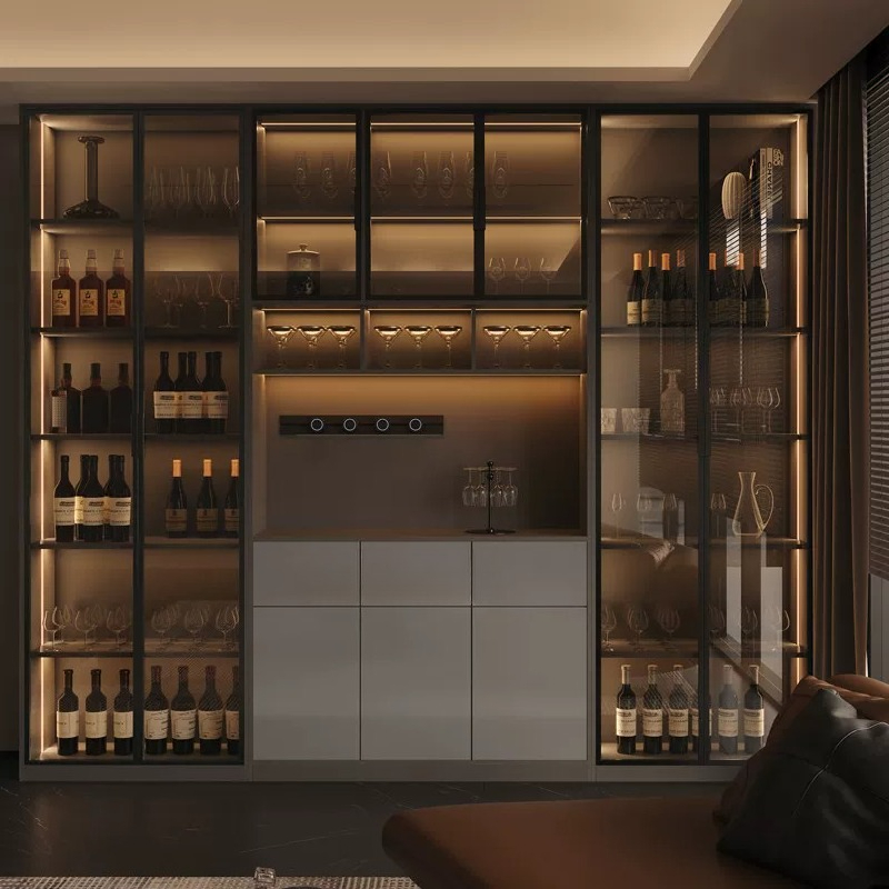 Glass Cabinet Display - Mobiletto portabottiglie di lusso leggero in