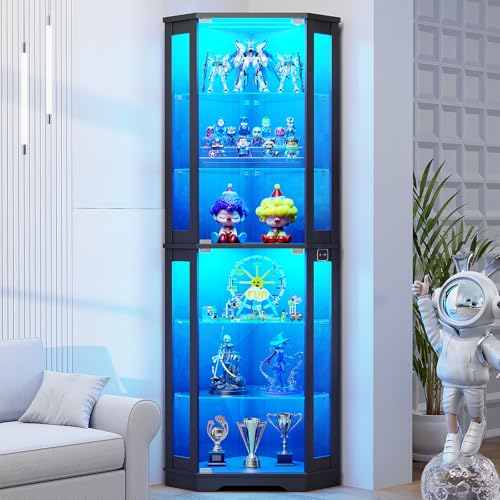 Glass Cabinet Display - Vetrina Angolare Alta 71 Pollici con