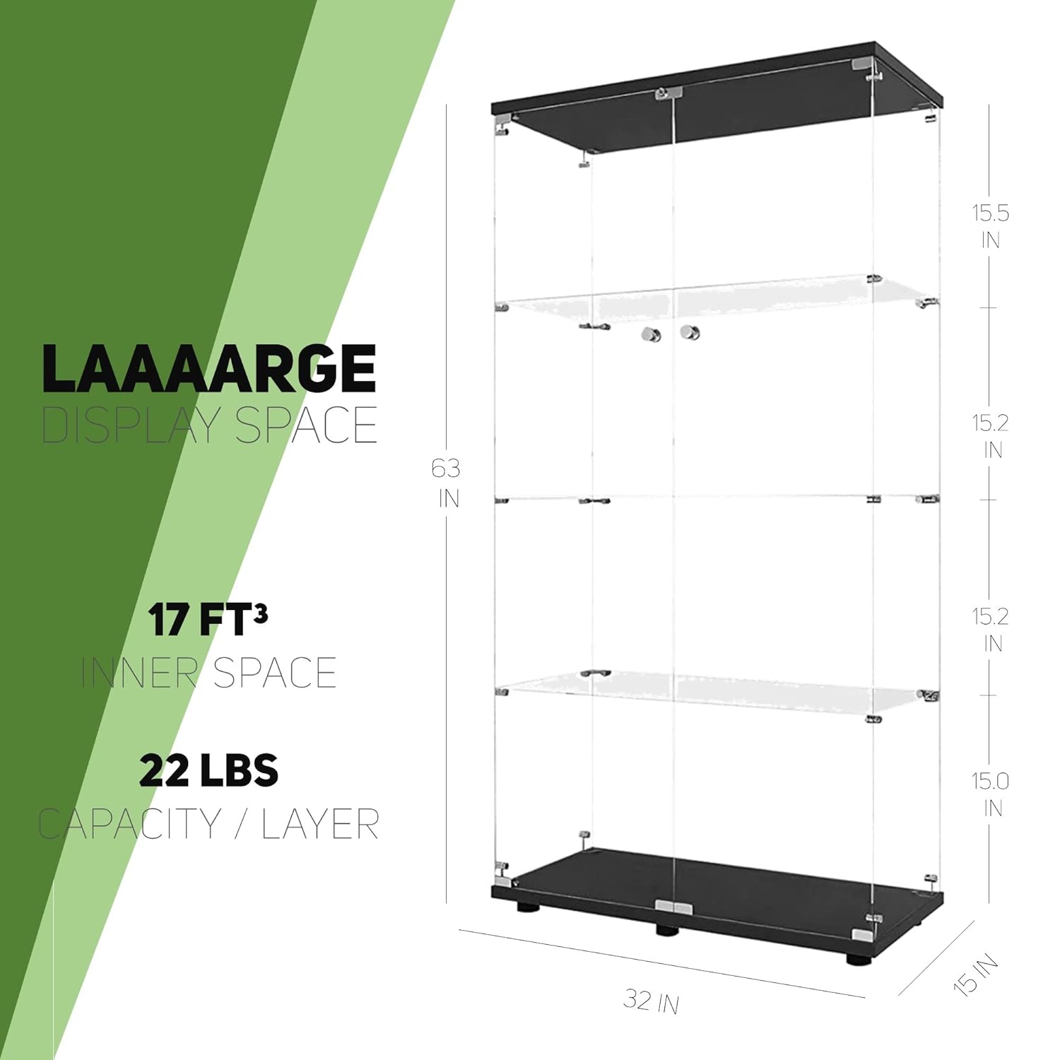 Vetrina in Vetro con 4 Ripiani - Glass Cabinet Display recensione e prezzo