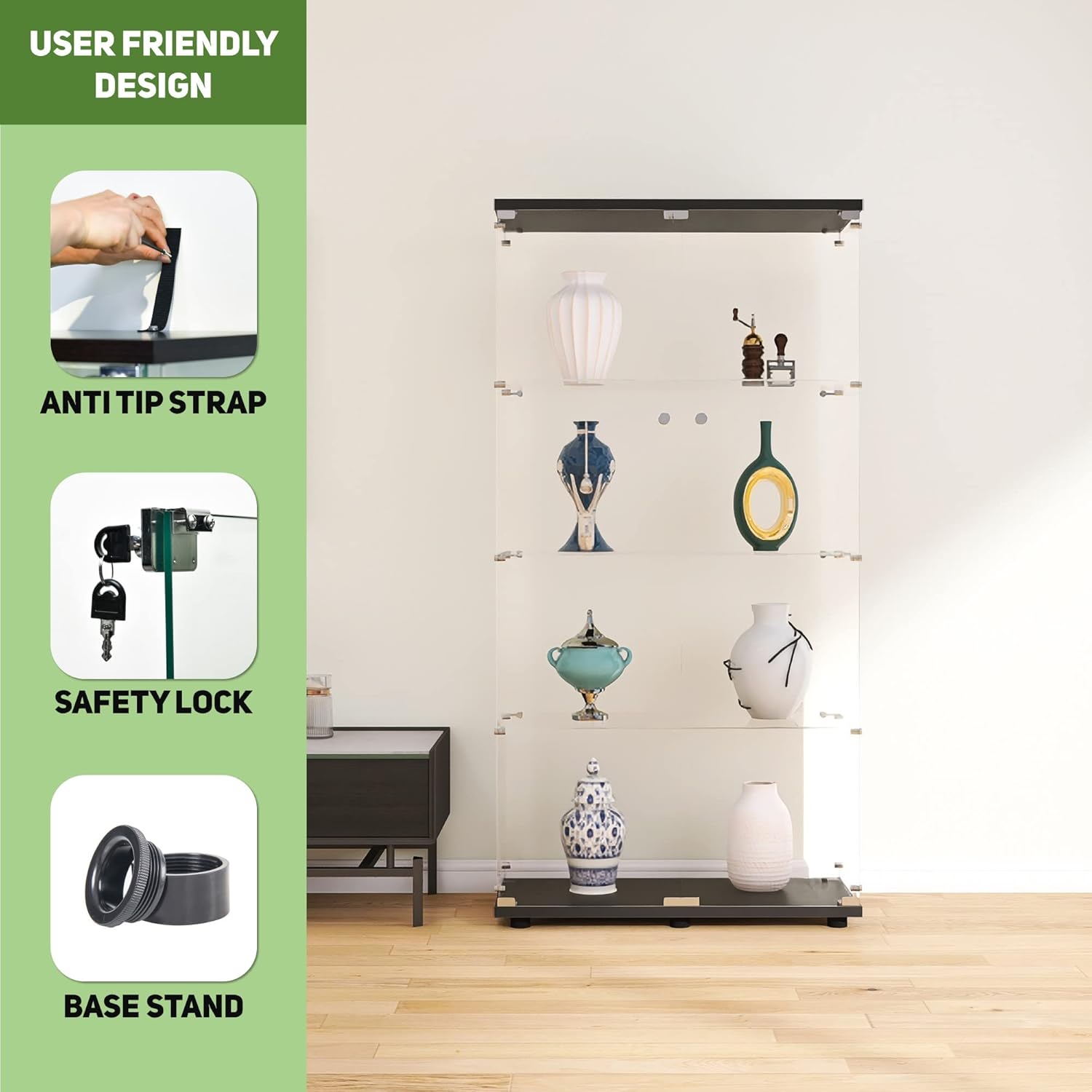 Vetrina in Vetro con 4 Ripiani - Glass Cabinet Display recensione e prezzo